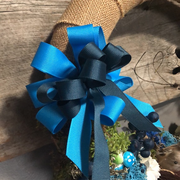 New Cottage core spring summer burlap wreath succulent mushroom, bird nest - Picture 11 of 11